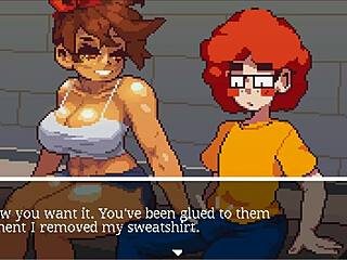 Muscular hentai girl sucks cock after gym training