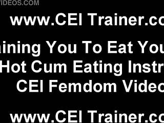 Femdom BDSM video with cum eating fetish and humiliation