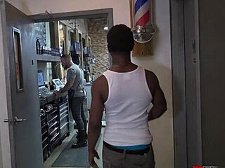 rocco steele dominates romance with bareback pounding at barbershop