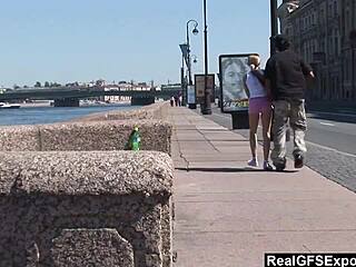 Russian Blonde Olga Takes BBC in Public Jogging Encounter