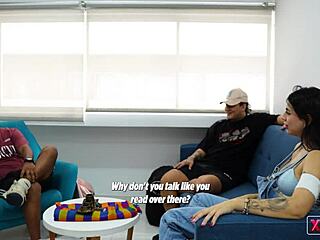 Seducing stepbrother's gay friend alone at home.