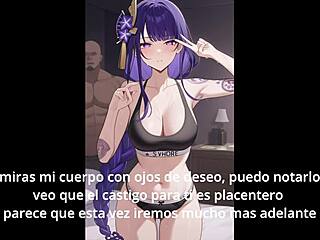 In Shogun Raiden Part 2, the femdom gives JOI and CEI instructions in Spanish anime