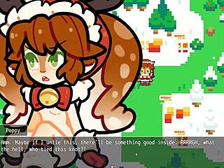 Christmas hentai game with Poppy covered in hot cum