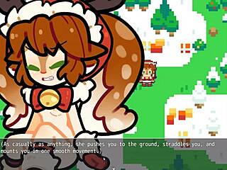 Christmas hentai game with Poppy covered in hot cum