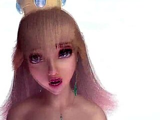 princess peach rides dildo in wild 3d cartoon porn scene