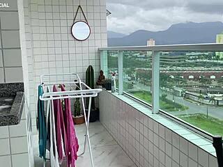 Brazilian Maid in Mini Shorts Cleans on Camera with Huge Ass