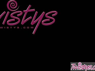 Busty teen Peach tests big black dildo. Solo Twistys session rips through her clothes.