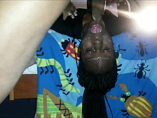 black chick gets her face worked hard in homemade clip