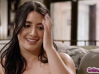 Arabelle Raphael and Sarah Arabic in Steamy Lesbian Couch Action