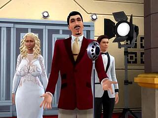 Sims 4 parody with big ass group swinging in the rain