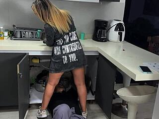 Hot Colombian calls me to fix her pipe but craves a hard fuck instead. Felipe Skull delivers!