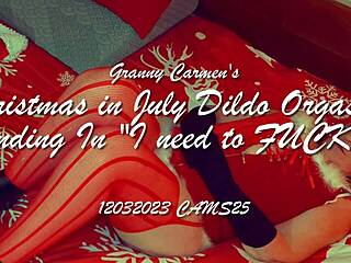 Granny Carmen's Christmas In July Dildo Play Ends With Orgasmic Need