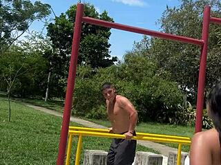 man, check how i bang this sexy young colombian cyclist outdoors!