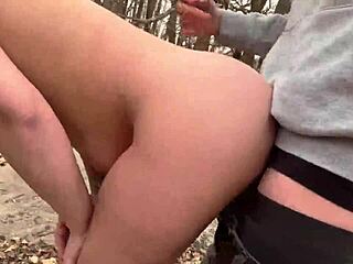 Blonde Strips Naked and Gets Banged Hard in Forest