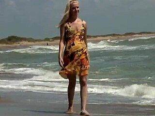 gorgeous teen agnes bathes naked body in ocean with sensual groping