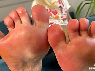 Goddess With Pink Oily Soles And Toes Lazily Teases You In Foot Fetish Closeup