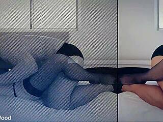 Teen redhead Aria Carson with soft skin bangs and rims older guy in wild session