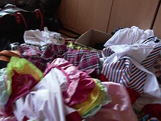 So, we had this wild threesome party backstage with big dick blowjobs, school skirts, and stockings on high heels.