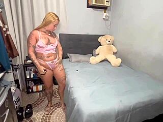 Spying on my hot Latina stepdaughter after shower, rubbing cream and masturbating, I need to nail her tight body