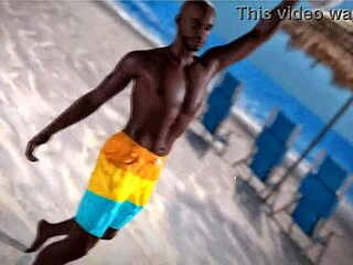A beautiful girl was playing with a beach ball when she was threatened by a thug