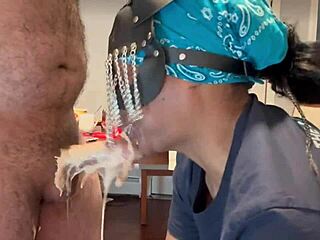 extreme facefuck with puking soda and ice cream while rimming interracial slave.