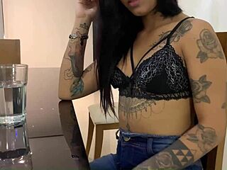 naughty latina nymph with chest piercing shows off until taking cock from bastard