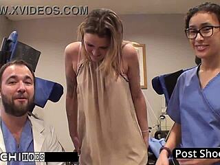 Freshman Alexandria Riley moans during mandatory Hitachi orgasm by Doctor Tampa. Backstage vibrator play revealed.