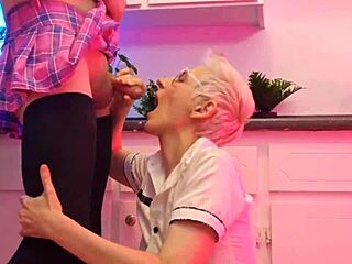 Piss explodes on her cute face in wild homemade action with blonde amateur.