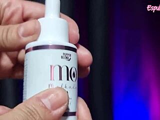 Influencer testing wet body oil for erotic vibes