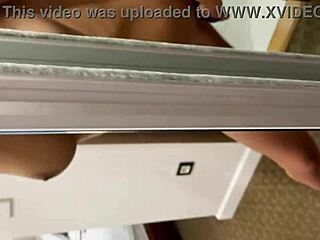 subtle mirror quickie with ex girlfriend's big pussy leading to creampie