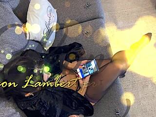 hot brunette feels thrill teasing big cock in costume