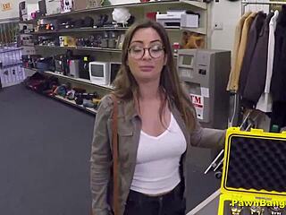 Busty French Babe Gets Stuffed by Huge American Cock in Backroom
