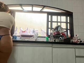 Flashing Panties While Washing Dishes at Father-in-Law's House