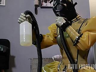 3 Layers Latex 4 Layers Gloves Gasmask Self-Bondage