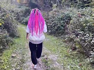 Outdoor forest adventure with rough teen spanking and deep pounding.
