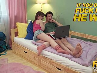 Man, this guy bangs his tiny 18+ girlfriend while her boyfriend cries! 😱