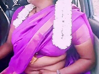Indian saree housewife gets steamy with car driver in telugu dirty talk! 🔥