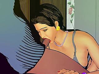 Step-son catches step-mother touching herself in bathroom.