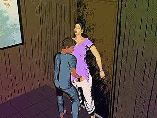 Step-son catches step-mother touching herself in bathroom.