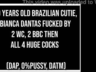 Brazilian cutie Bianca Dantas takes on multiple huge cocks