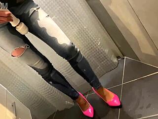 Desperate pee in jeans before he pees on my ass and gets a blowjob