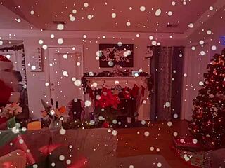 Santa's Little Helper Teases with Blue Eyes and Small Tits.