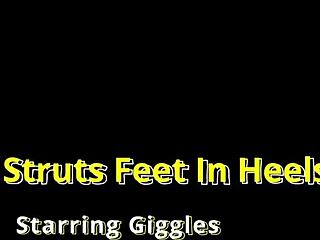 giggles shows off feet in sexy heels for fetish fans