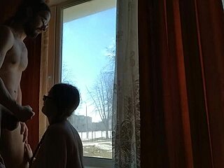 Helga Bosk gets risky banging by the window with people passing by