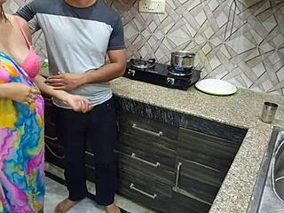 Indian Desi Bhabhi Experiences First Time In Kitchen With Devar
