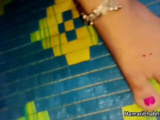 In the bedroom, Desi Indian bhabhi Aishwarya experiences a hot and rough fuck from her husband. Their intense session includes close-up hardcore action.