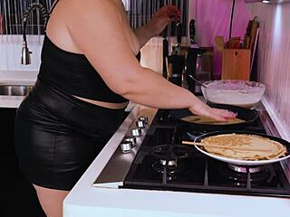 Pancakes That Never Fail in Kitchen Blooper with Milf