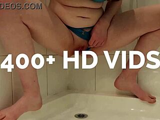 blonde college student in uniform masturbates to orgasm