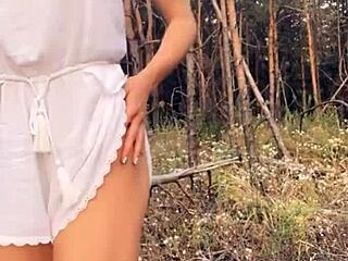 Horny Babe Sucks Cock And Fucks Roughly In The Forest!
