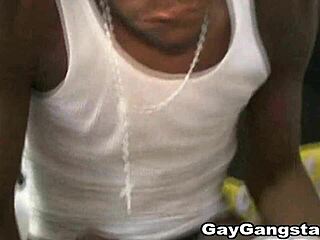 Black gay man masturbates his young ebony cock with nasty handjob in ghetto setting